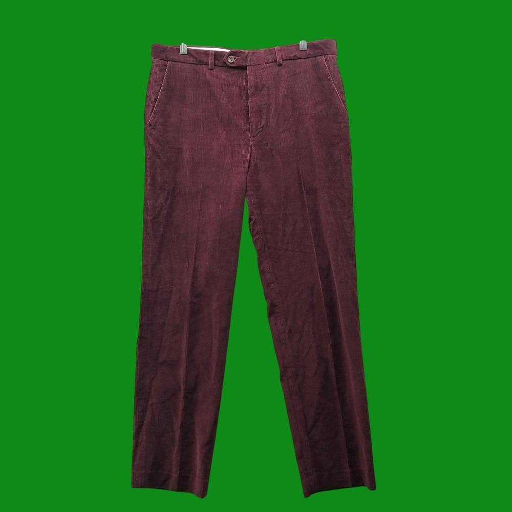 Lauren Ralph Lauren Corduroy Pants Mens 34x32 Maroon Burgundy Trousers Straight